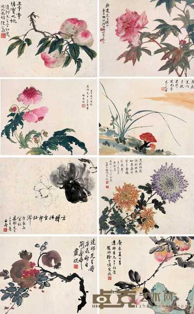 陆抑非等 1940~1942年作 花卉 册页(八开) 26×33cm×8